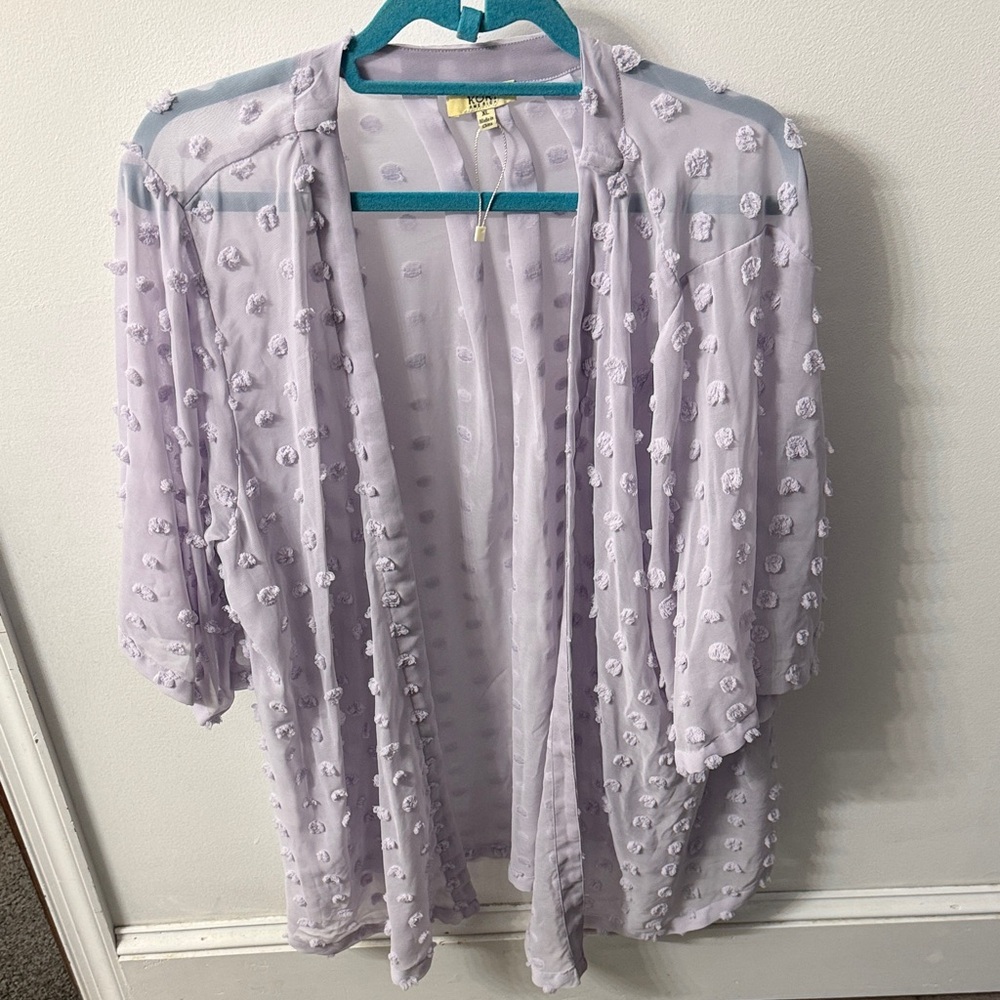 Kori Sheer Cardigan with Teal Accent